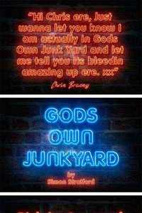 Neon typeface Gods own junkyard