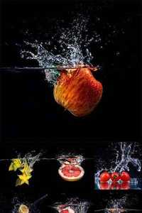 Fruit, Vegetables and Water Splashes