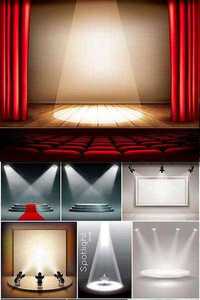 Spotlights and presentation places with light effects in vector from stock