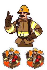 Stock Vectors - Firefighter character giving advice. cartoon illustration isolated on white