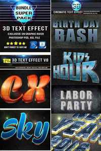 Graphicriver 3D Super Bundle Text Effect 11707552