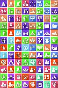 Human Resources and Management Flat Icons Vector