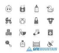 Black Flat Icons for Web and App Design