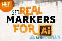 250 REAL MARKERS FOR ILLUSTRATOR