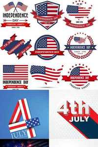 Stock Vector - Independence Day Labels for Holiday Design