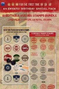 GraphicRiver - 18 Editable Rubber Stamps Bundle 2891297