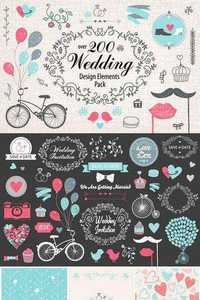 Over 200 Wedding Elements Pack