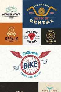 9 Vintage Bicycle Logos/Badges Set