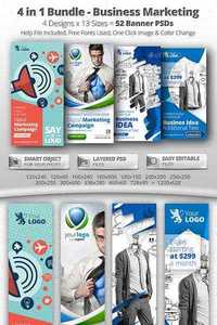 GraphicRiver - 52 Business Marketing Web Banners - 4 in 1 Bundle 11964657