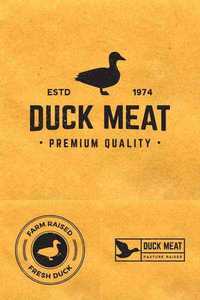 Premium duck meat label with grunge texture on old paper background