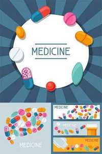 Medical Backgrounds Design with Pills and Capsules
