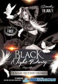 Black Night Party Flyer PSD Template + Facebook Cover