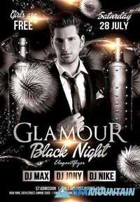 Glamour Black Night Flyer PSD Template + Facebook Cover