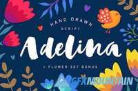 Adelina Script + Flower set Bonus