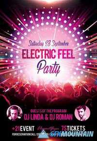 Electric Feel Party Flyer PSD Template + Facebook Cover