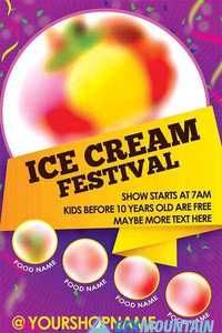 Ice Cream Shop Flyer PSD Template + Facebook Cover