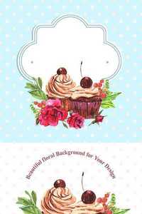 Vintage Backgrounds with Cupcakes