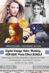 GraphicRiver - 4 in1 Digital Vintage Retro Wedding HDR B&W Bundle 12588069