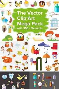 The Vector Clip Art Mega Pack with 950+ Elements