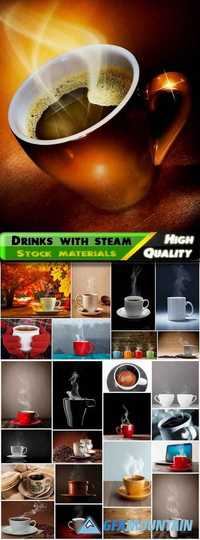 Delicious tea or coffee with steam in a mug Stock images