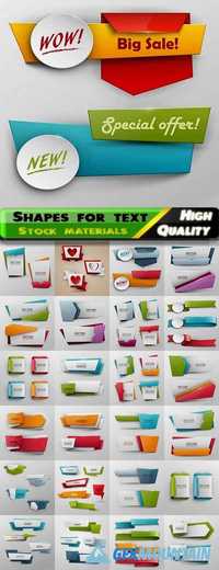 Shapes and banners with paper and glass elements for web design for advertising and products sale in vector from stock