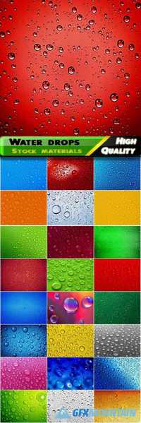 Macro drops of pure water and condensation on the glass and on the backgrounds of different colors Stock images