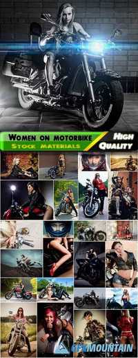 Beautiful and sexy girls and women on motorcycle and scooter Stock images