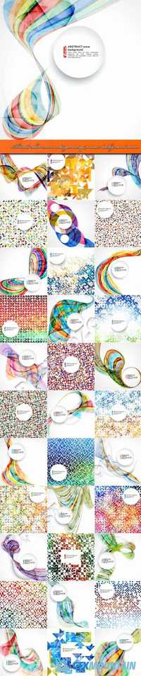Abstract color waves and geometry mosaic background vector
