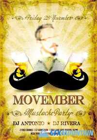 Club Flyer PSD Template - Movember Mustache Party
