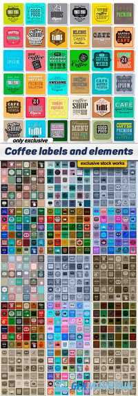 Coffee labels and elements - 16 EPS