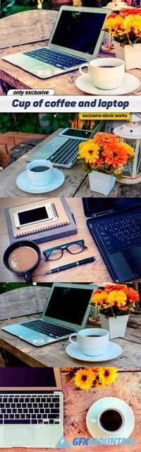 Cup of coffee and laptop - 5 UHQ JPEG