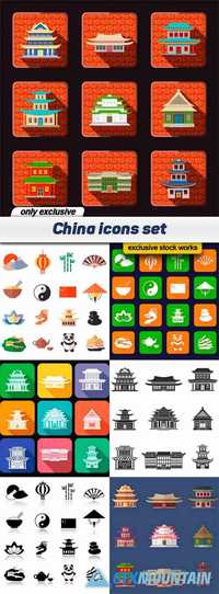China icons set - 7 EPS