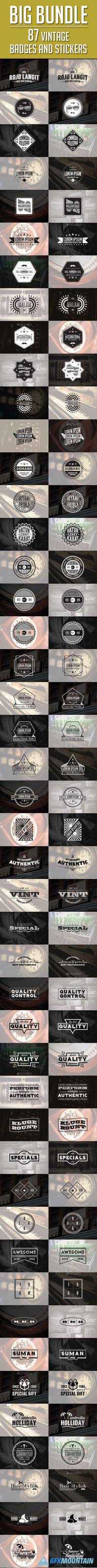 GraphicRiver - 87 Vintage Badges and Stickers - Bundle Vol1 12737546