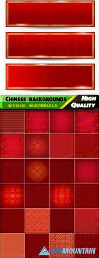 Abstract red backgrounds in the Chinese style with patterns and ornaments in vector