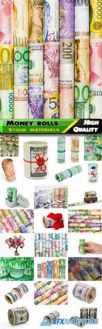 Money roll backgrounds for business - dollar euro currency Stock images