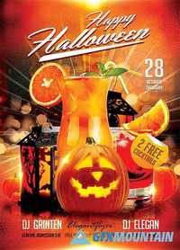 Happy Halloween party 3 Flyer PSD Template + Facebook Cover
