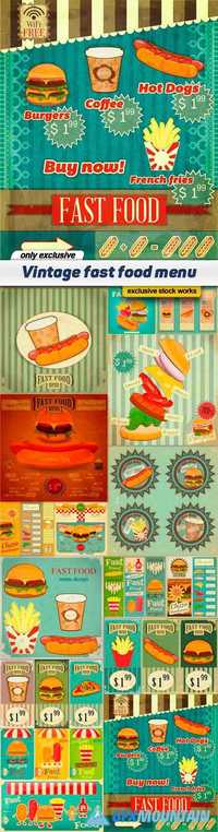 Vintage fast food menu - 15 EPS