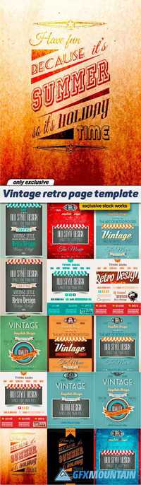 Vintage retro page template - 15 EPS