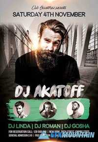 DJ Akatoff Flyer PSD Template + Facebook Cover