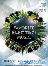 Favorite Electro Music Flyer PSD Template + Facebook Cover