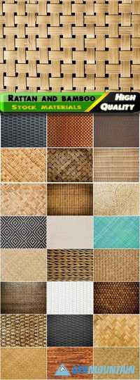 Rattan and bamboo woven textures and patterns Stock images