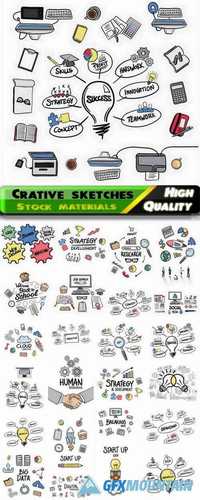 Crative sketch drawings with business theme
