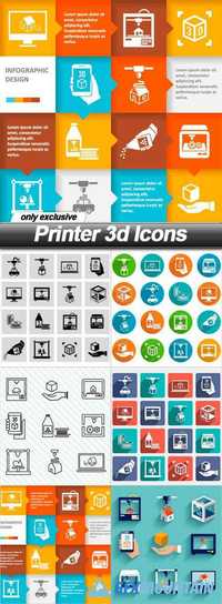 Printer 3d Icons - 6 EPS