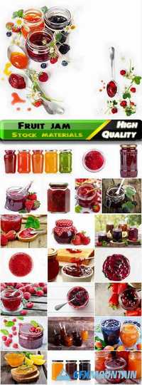 Fruit jam preserves in glass jars Stock images