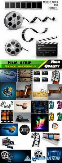 Film strip and cameras for cinema in vector