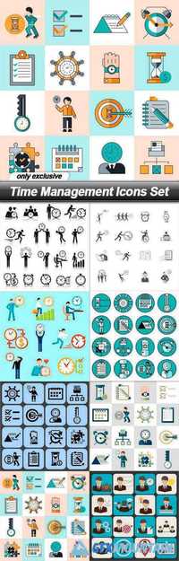 Time Management Icons Set - 8 EPS