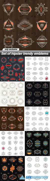 Set of hipster trendy emblems - 10 EPS