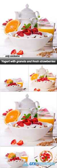 Yogurt with granola and fresh strawberries - 5 UHQ JPEG