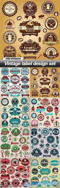 Vintage label design set - 8 EPS