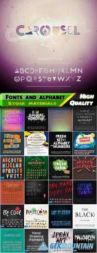 Different fonts and letters of alphabet